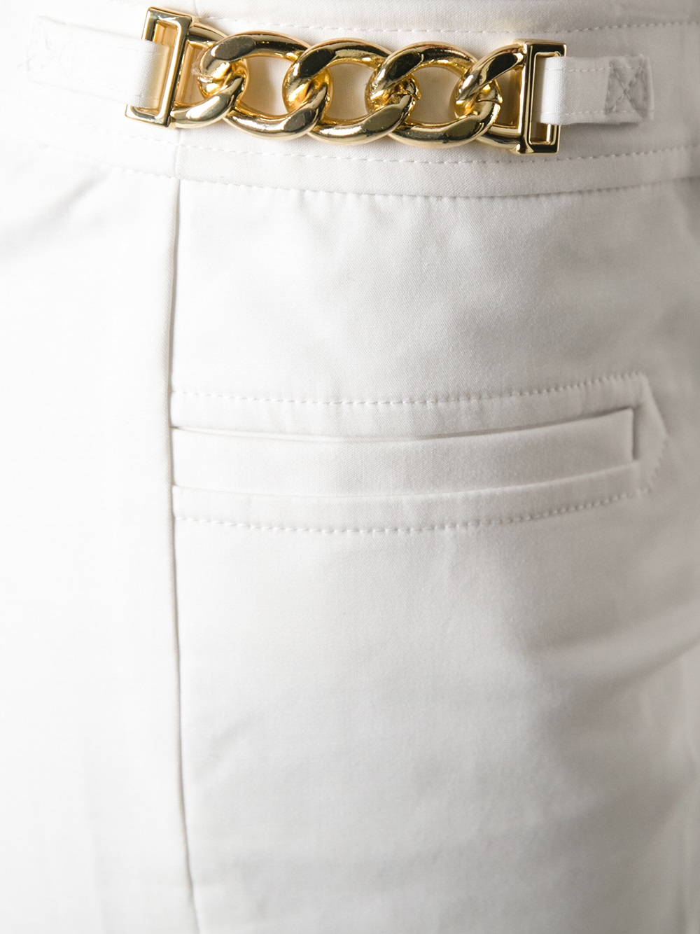 Lyst - Michael Michael Kors Gold Chain Detail Trousers in White