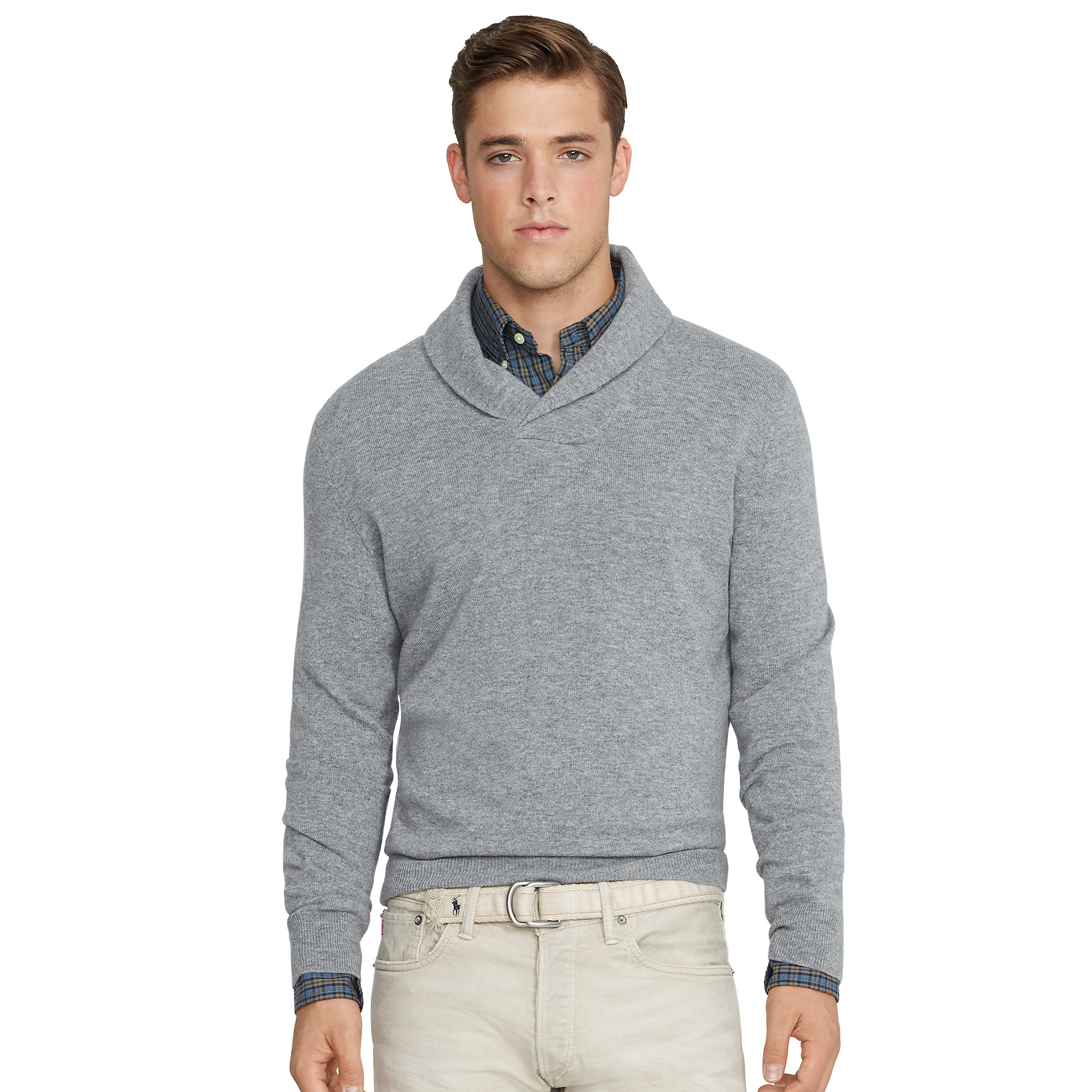 Polo ralph lauren Merino Wool Shawl Sweater in Gray for Men | Lyst