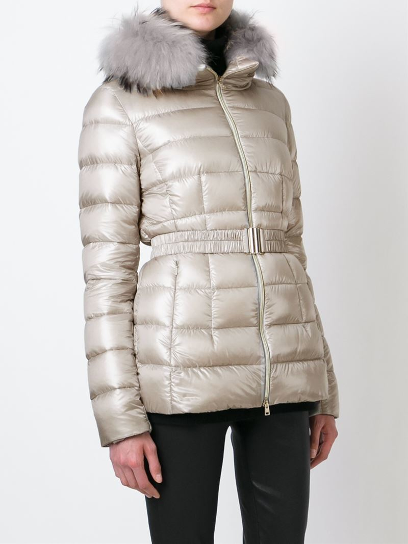 Lyst - Herno Raccoon Fur Collar Padded Jacket in Gray