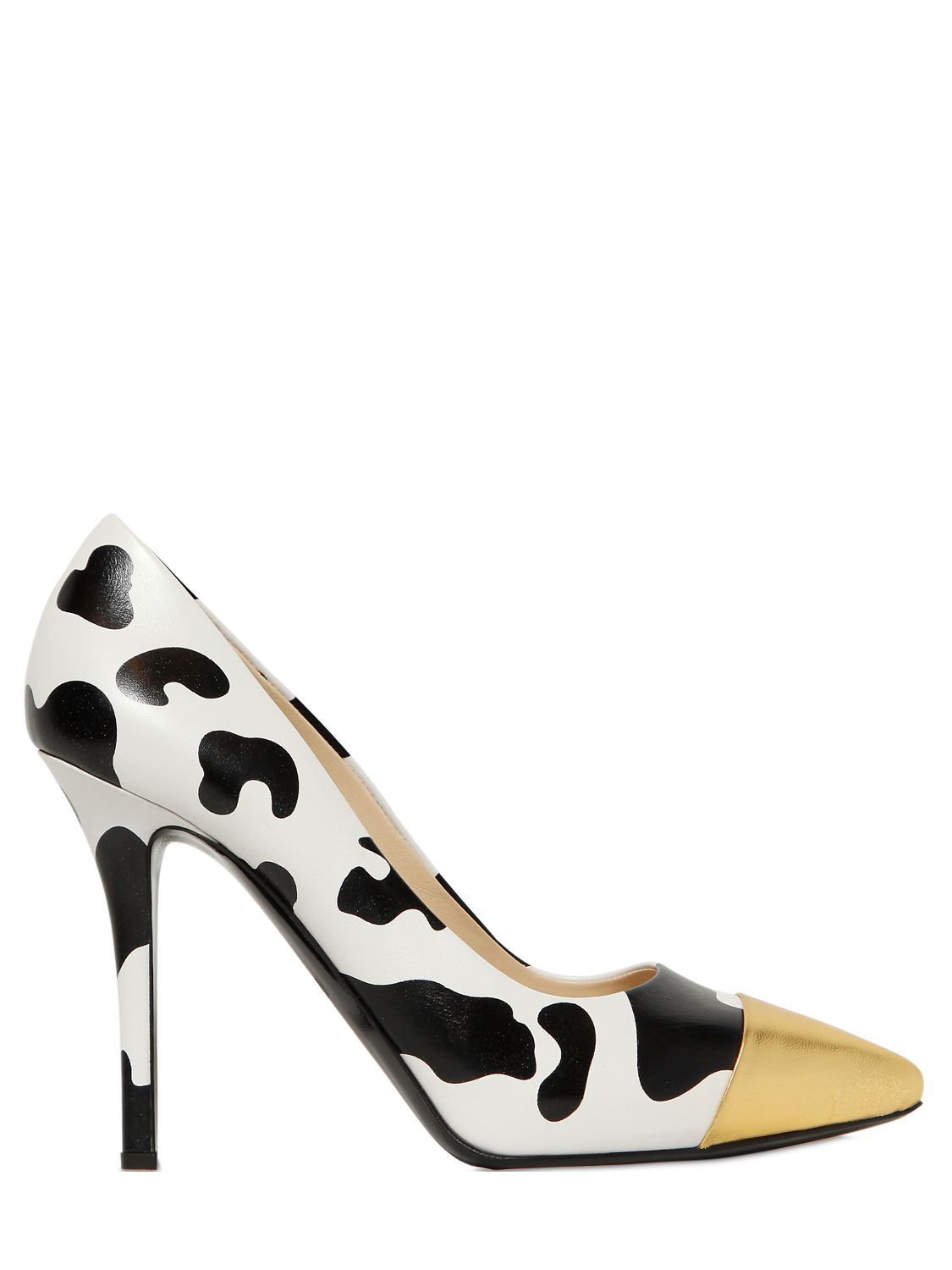 Lyst - Moschino 105Mm Cow Print Nappa Leather Pumps