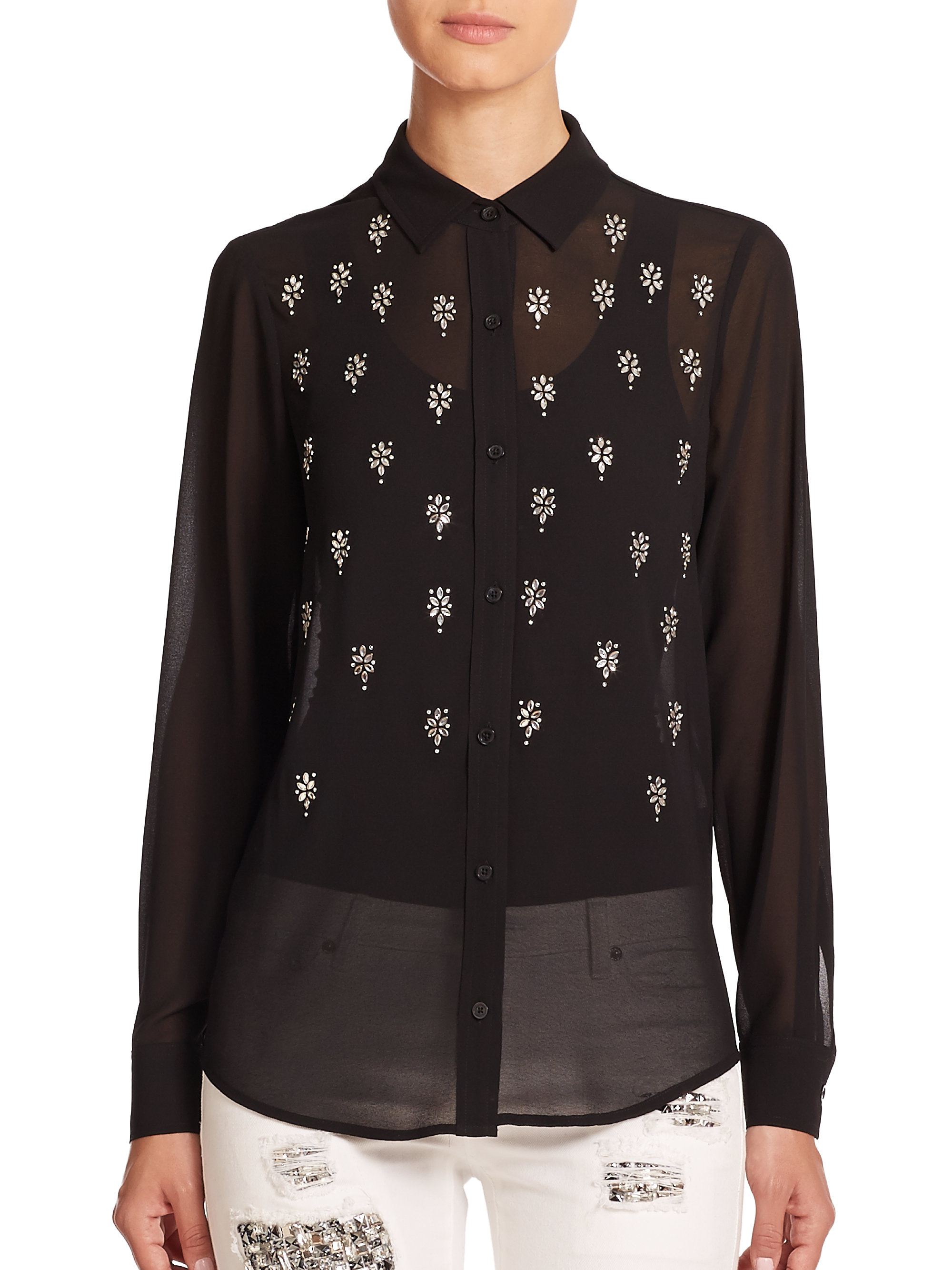 michael kors black long sleeve top