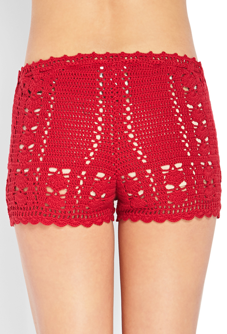 Forever 21 Dream Weaver Crochet Shorts in Red Lyst