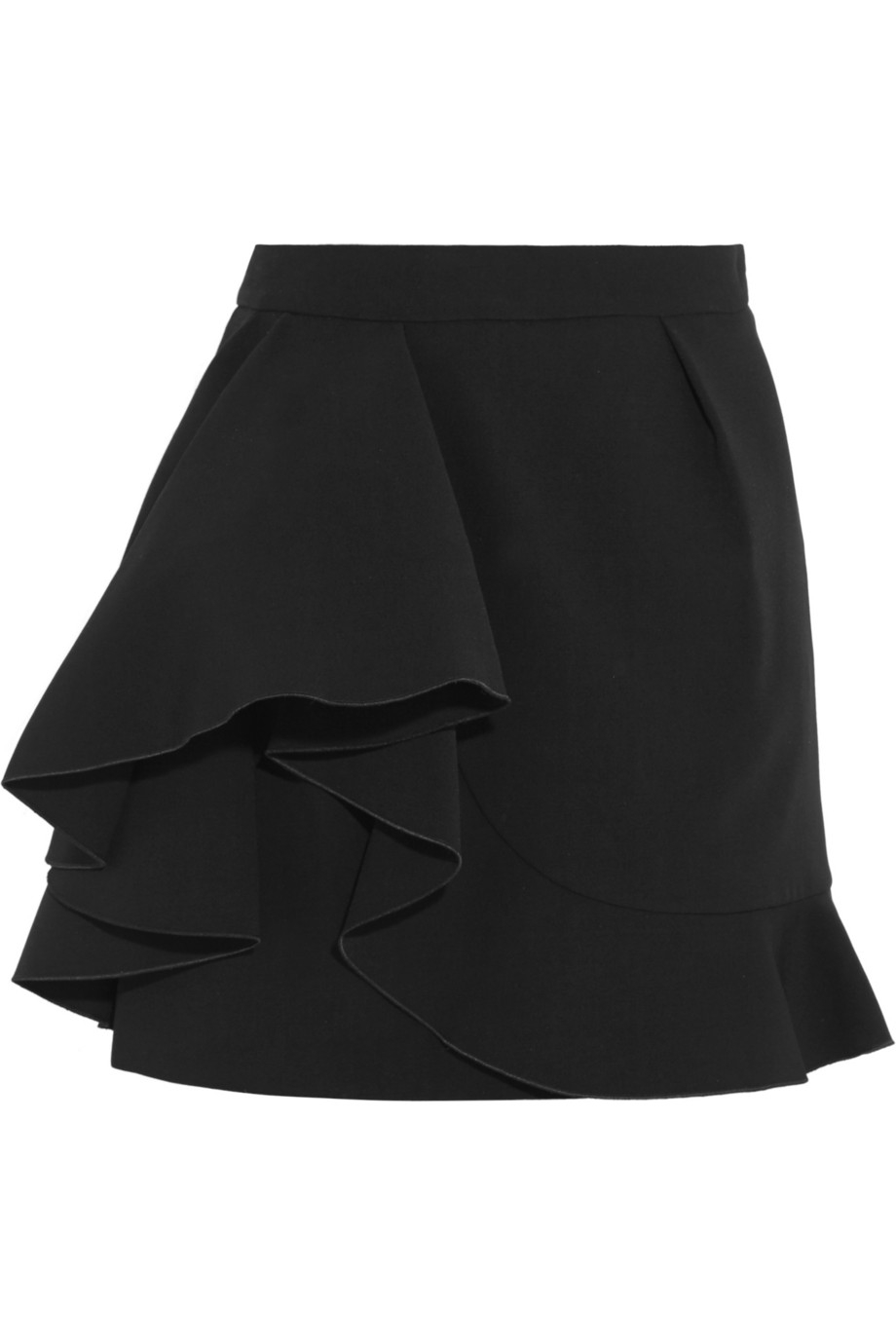 Lyst - Miu Miu Ruffled Crepe Mini Skirt in Black