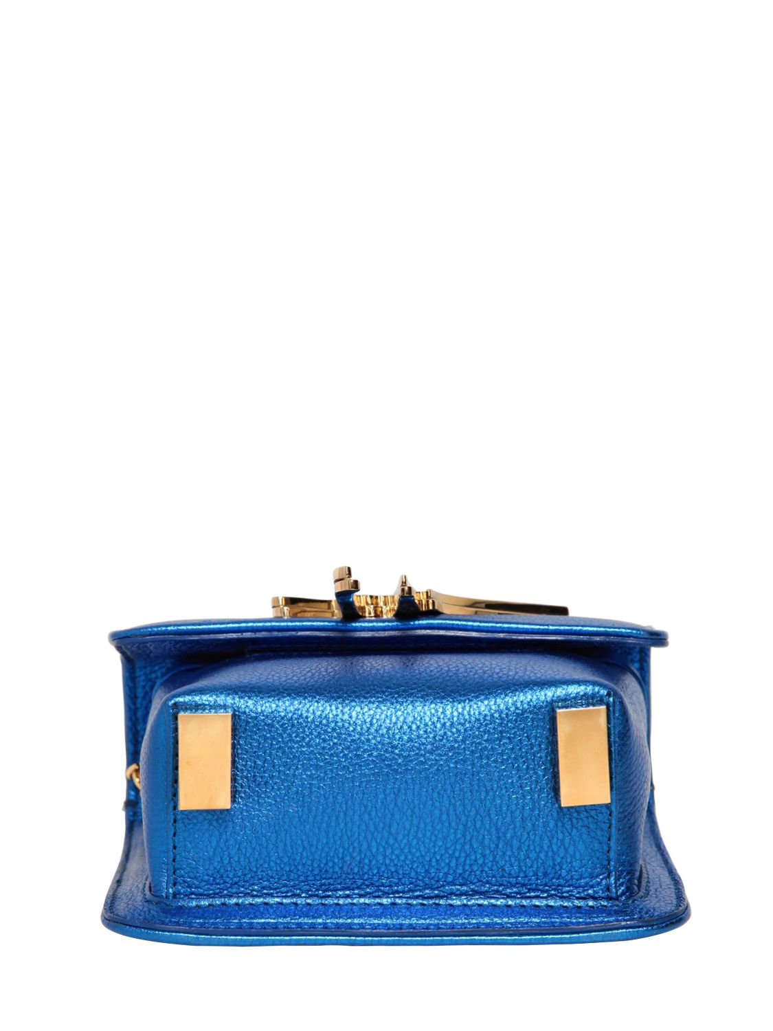 Lyst - Giuseppe Zanotti Grained Metallic Leather Shoulder Bag in Blue