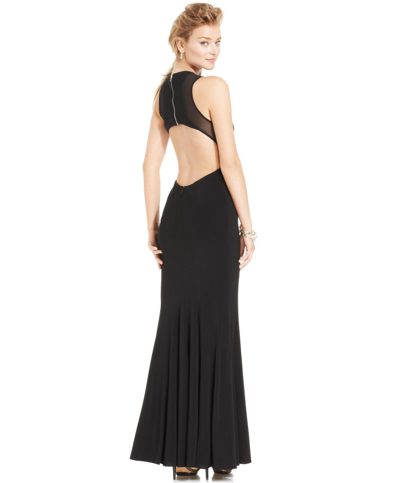 Lyst Betsy And Adam Illusion Panel Cutout Gown In Black