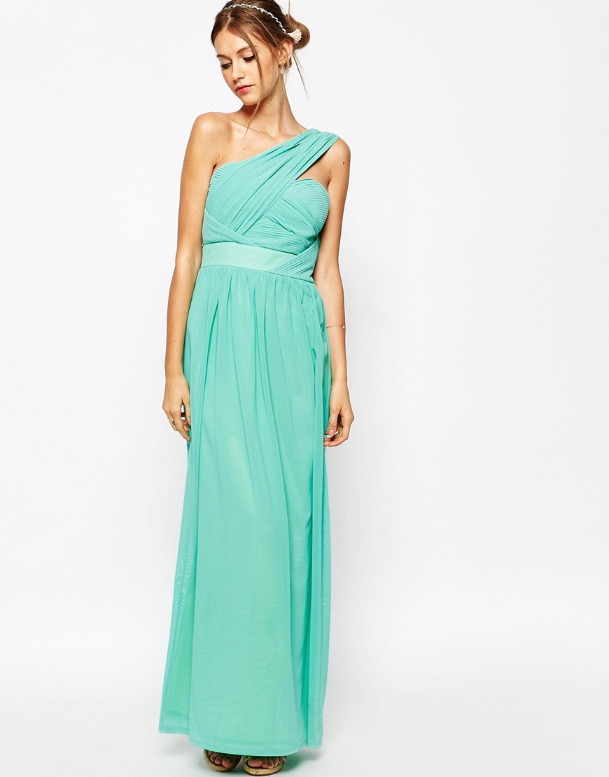 Lyst - Tfnc London Maxi Dress With One Shoulder Detail in Blue