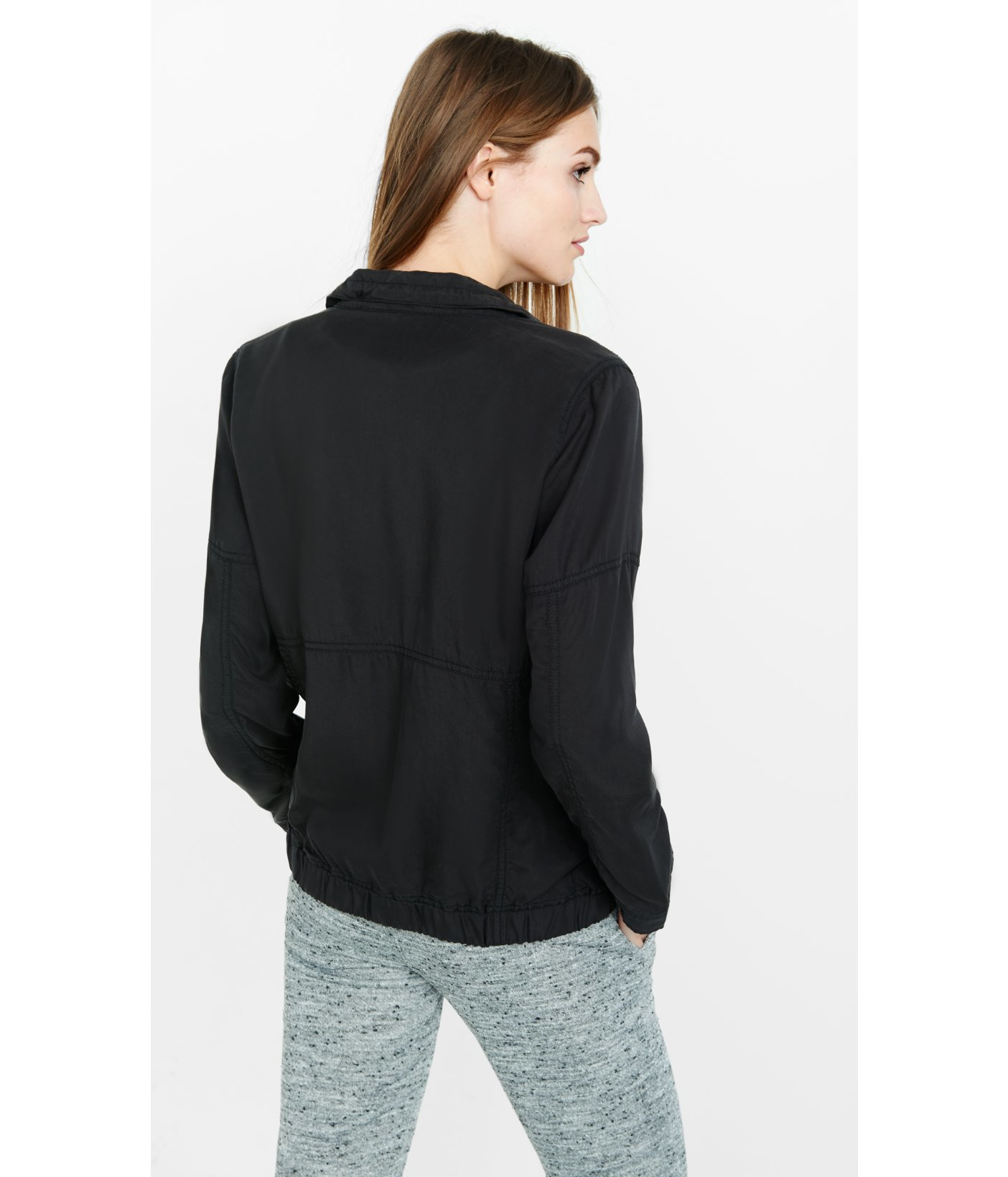 Express Denim Black Military Jacket - Lyst