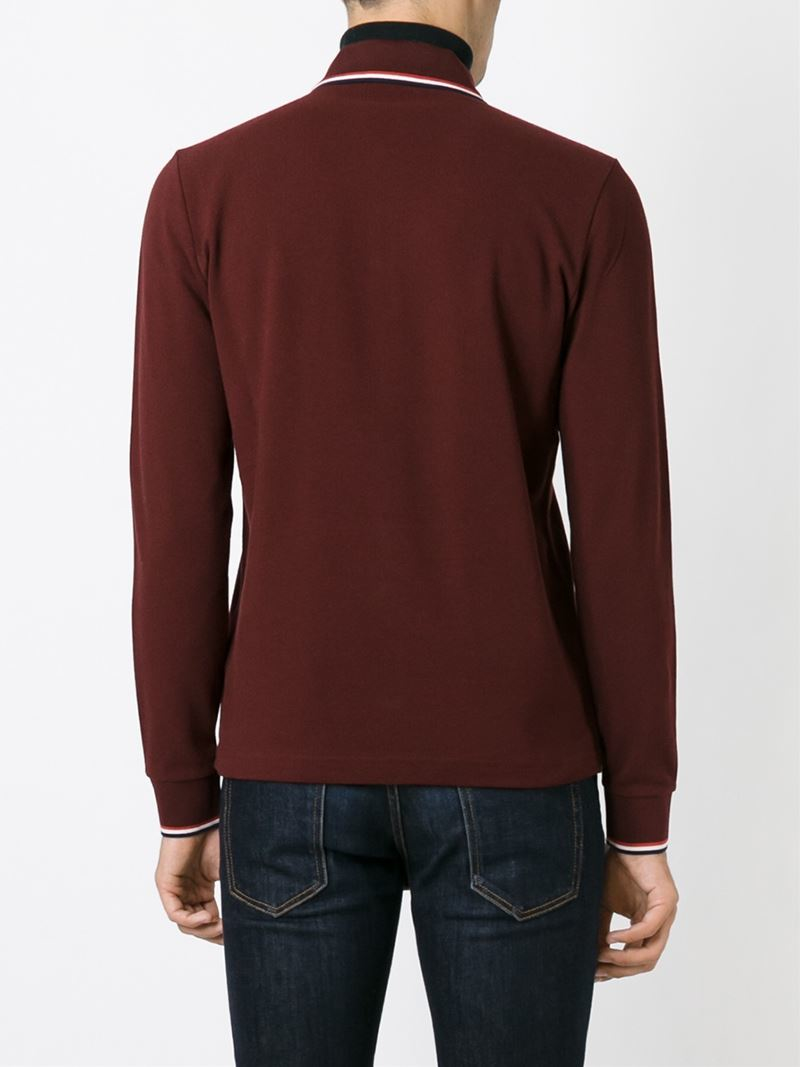 Lyst Moncler Long Sleeve Polo Shirt in Red for Men