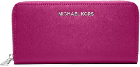 Michael Kors Michael Travel Zip Around Continental Wallet in Pink ...