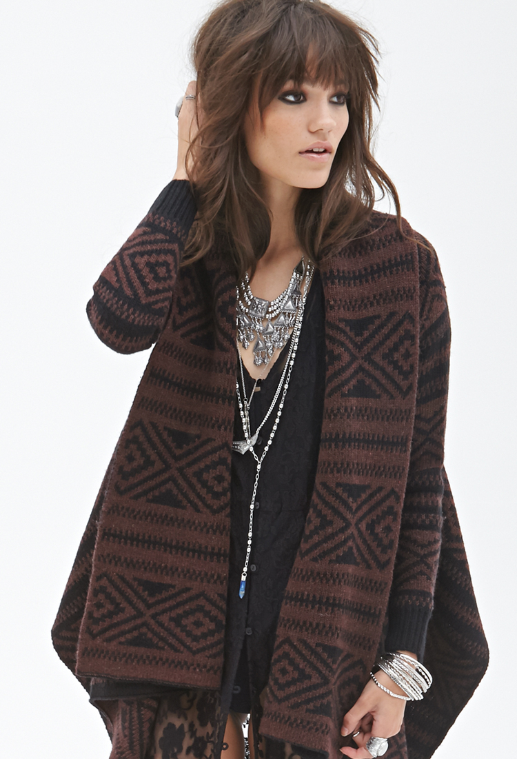 Lyst - Forever 21 Southwestern-patterned Cardigan in Brown