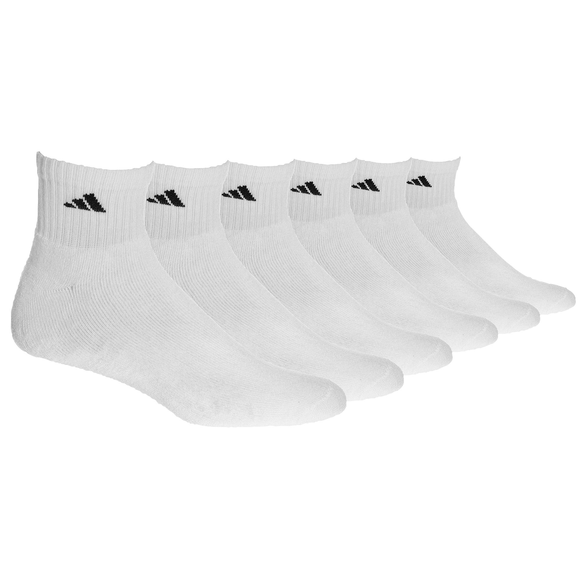 adidas Synthetic Athletic 6-pack Quarter Socks in White/Black (White ...