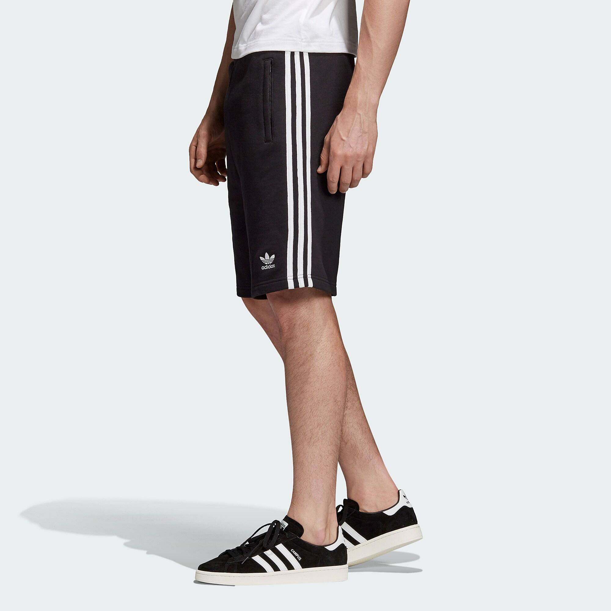 adidas Originals Cotton 3 Stripe Shorts in Black/White (Black) for Men ...