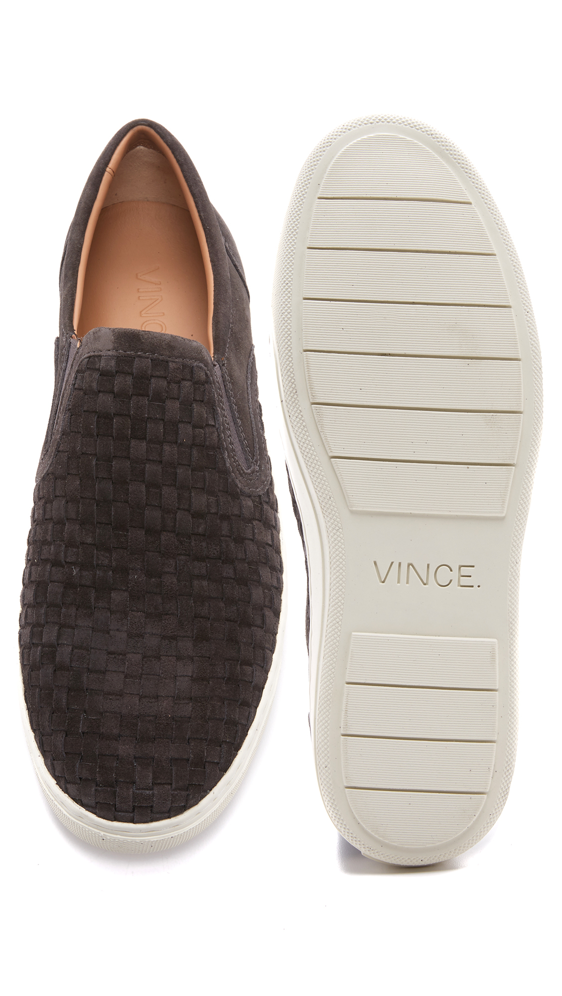 Vince Ace Woven Suede Slip Ons in Brown for Men | Lyst