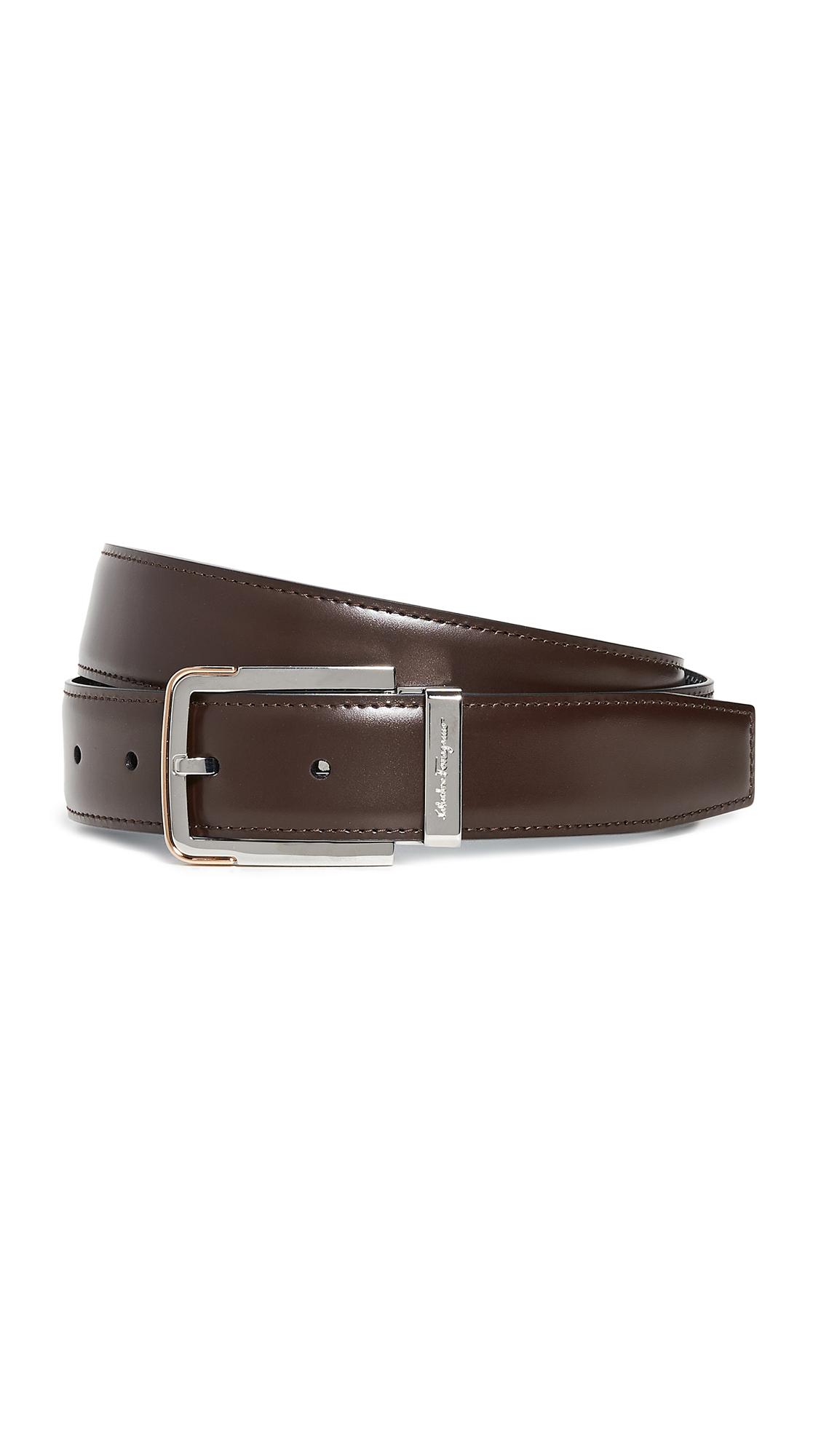 Ferragamo Silver Buckle Reversible Belt in Brown for Men - Lyst
