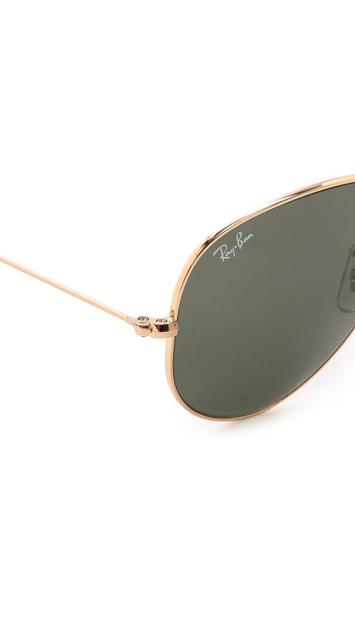 Ray Ban Original Aviator Sunglasses In Gold Green Metallic For Men Lyst