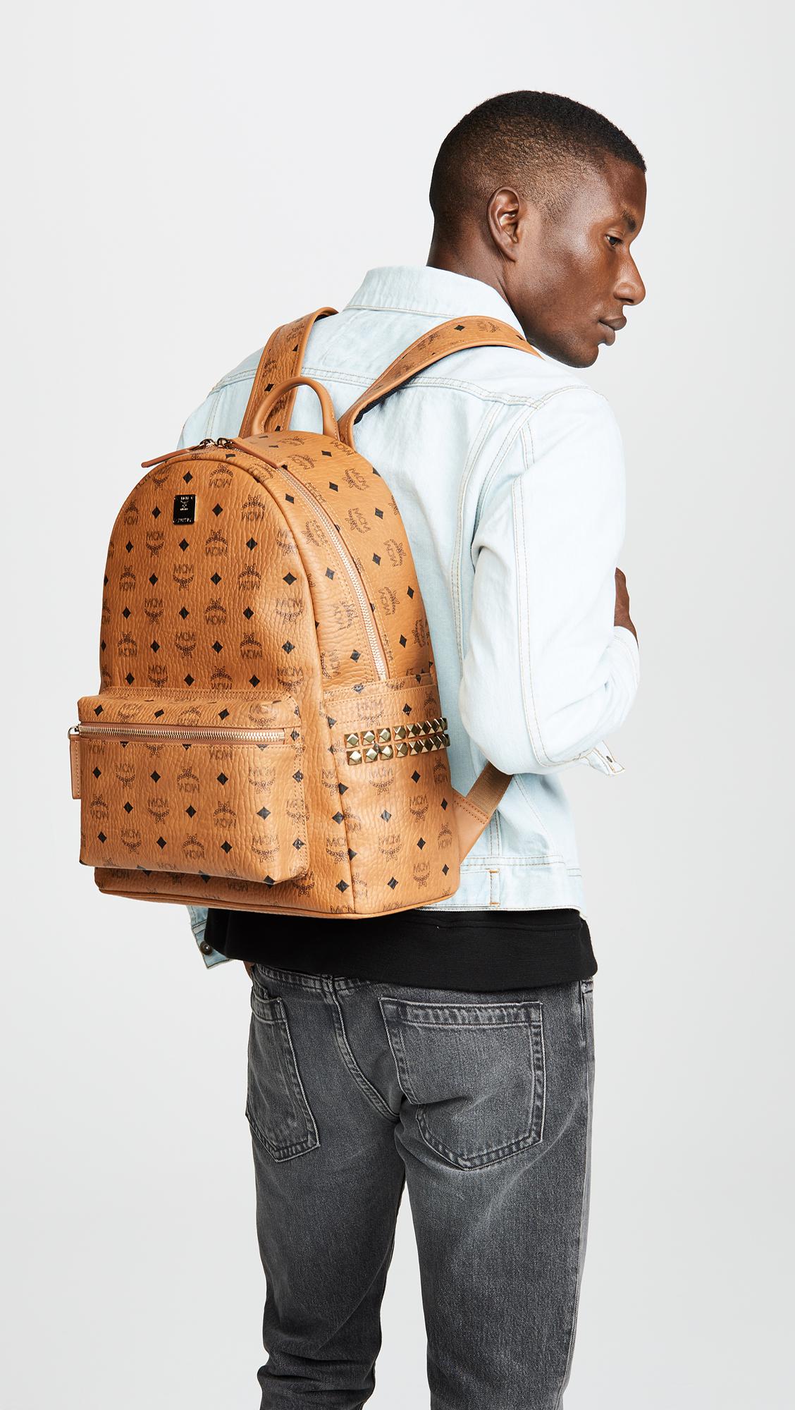 Lyst - Mcm Stark Medium Side Stud Backpack in Brown for Men