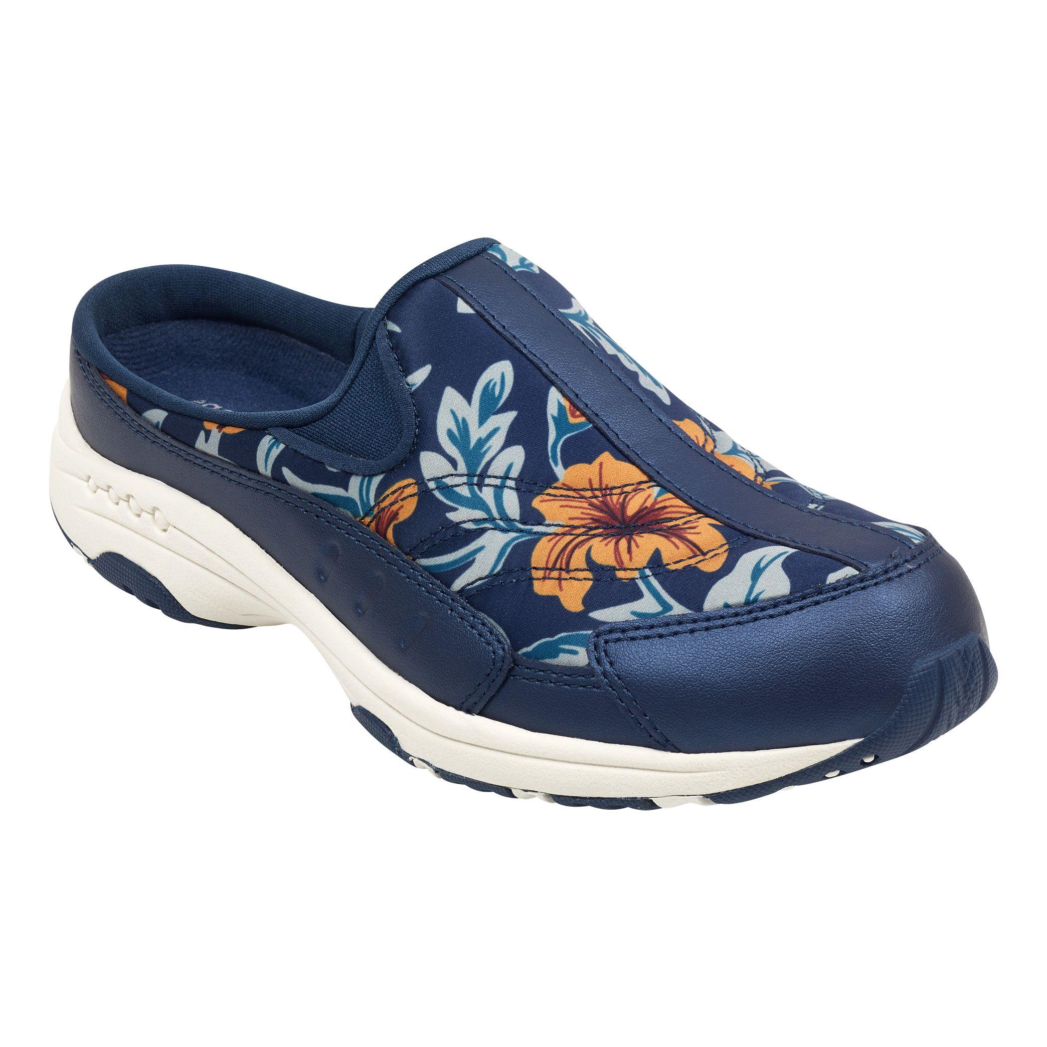 Easy Spirit Leather Traveltime Clogs Dress Blue Floral Print Lyst