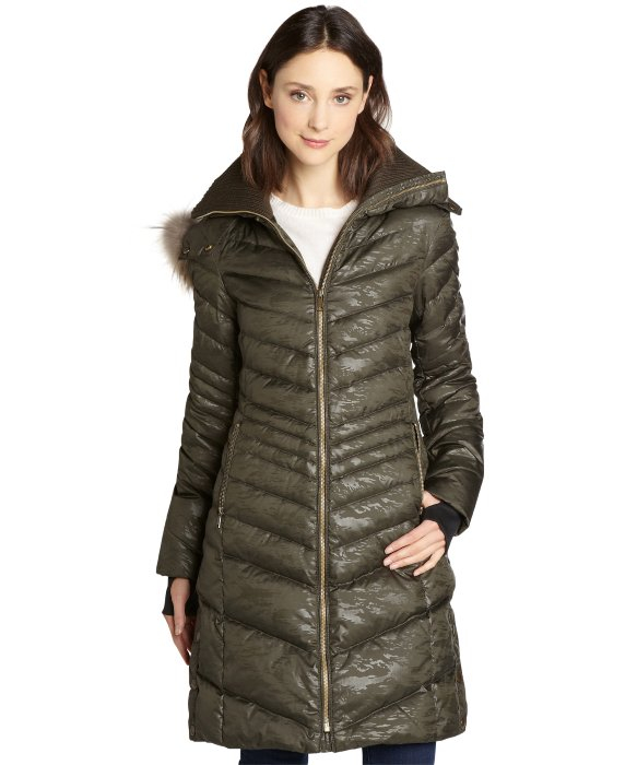 Lyst - Andrew Marc Olive Camouflage Hooded 'Joelle' Down Coat in Green