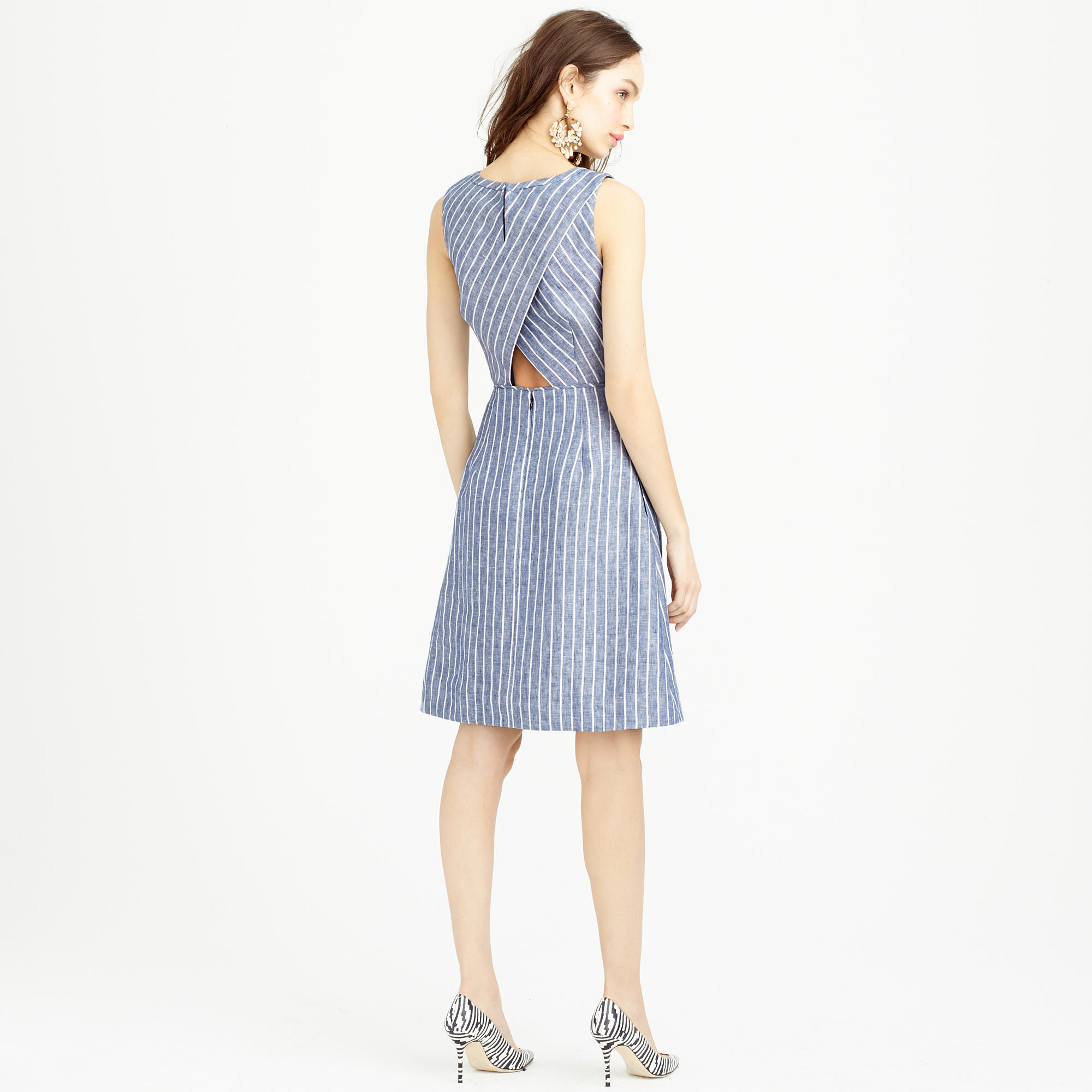 Lyst J Crew Tall Chevron Striped Dress In White Gallery Women S Plunge Dresses