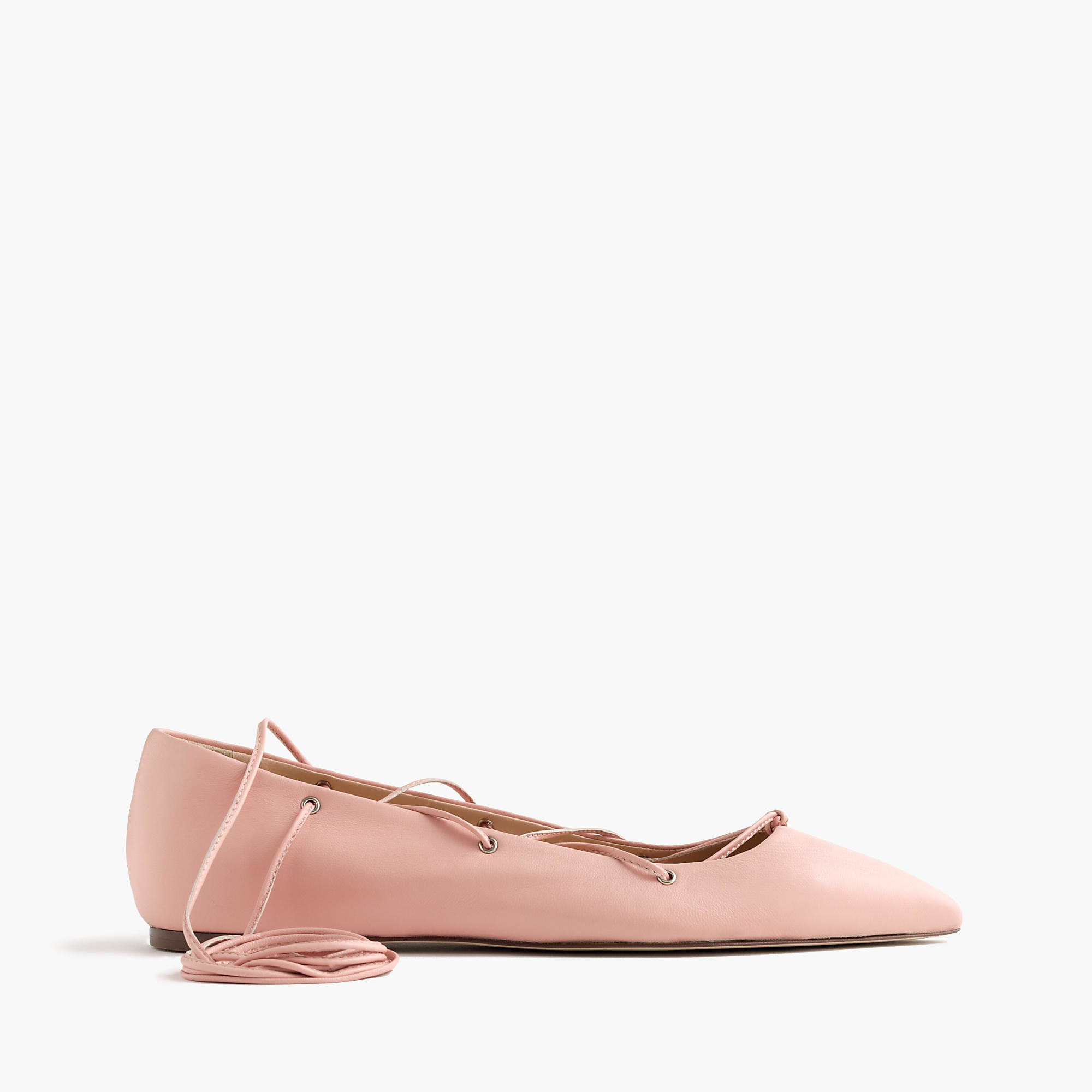 Lyst - J.Crew Leather Lace-up Ballet Flats in Natural