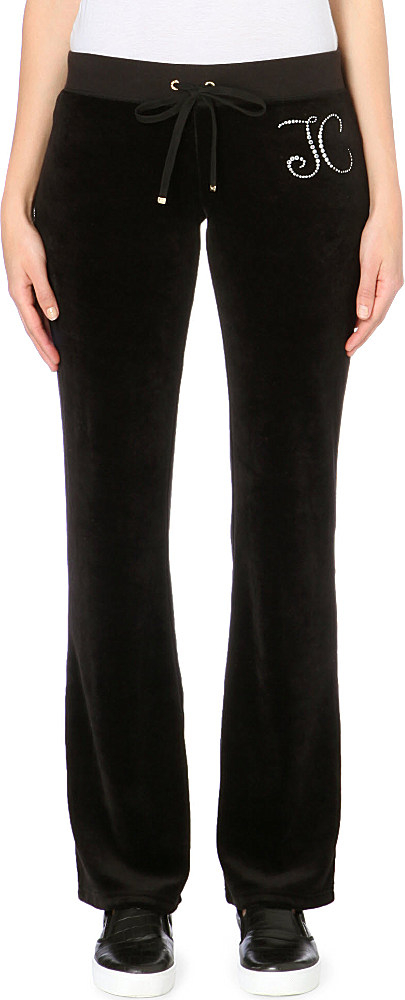 Juicy couture Jewelled Velour Jogging Bottoms - For Women in Black | Lyst