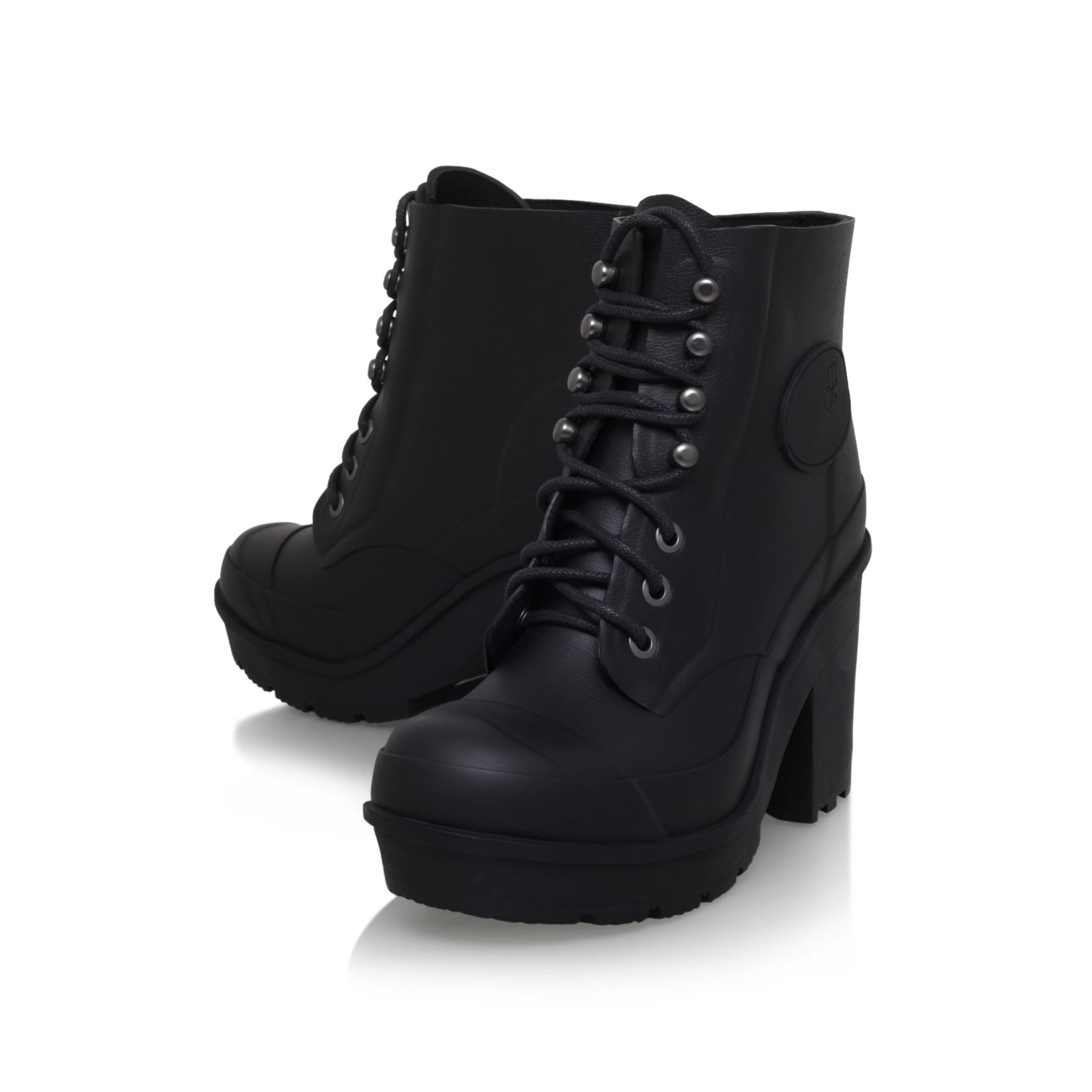 Hunter Original Bullseye Lace Up Ankle Boots in Black | Lyst