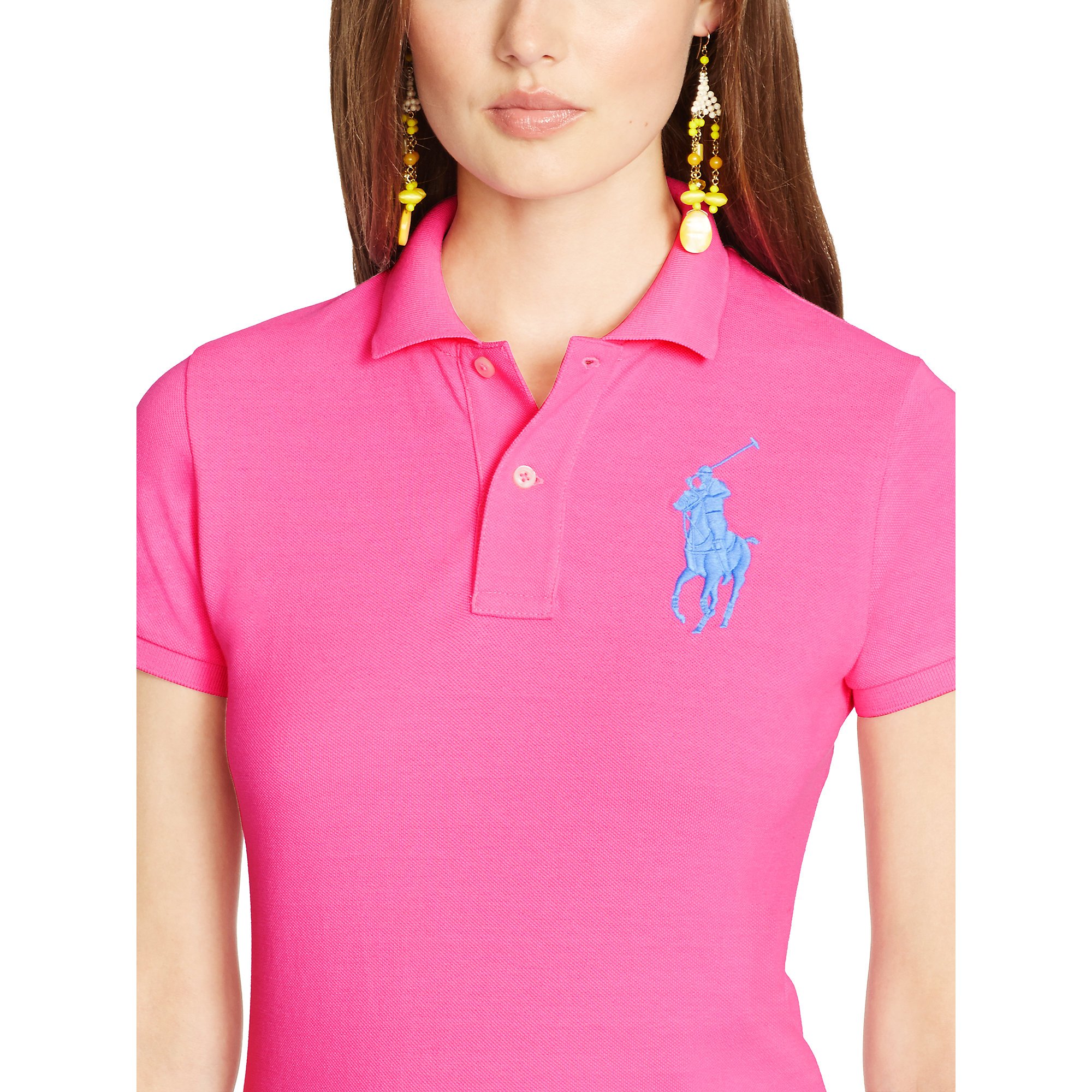 Polo ralph lauren Skinny-Fit Big Pony Polo Shirt in Pink | Lyst
