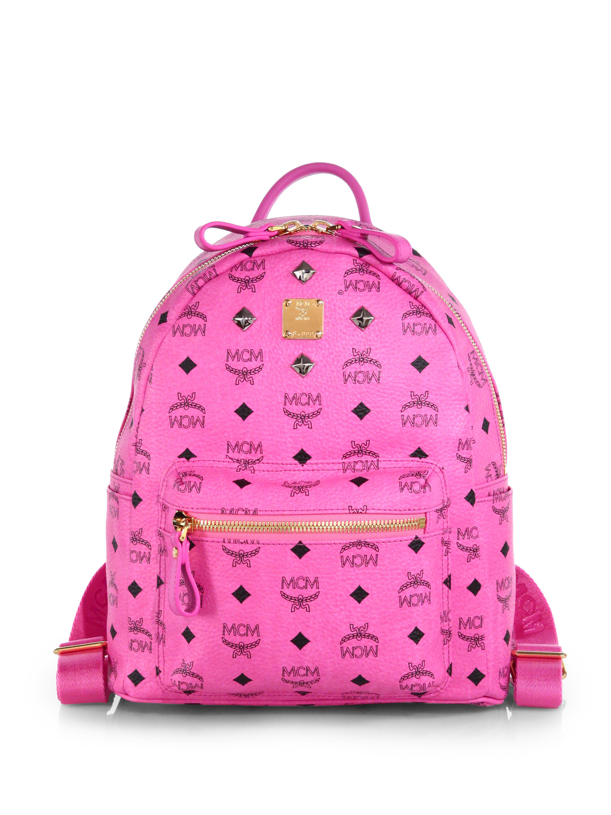 Lyst - Mcm Stark Sprinkle Stud Small Coated Canvas Backpack in Pink