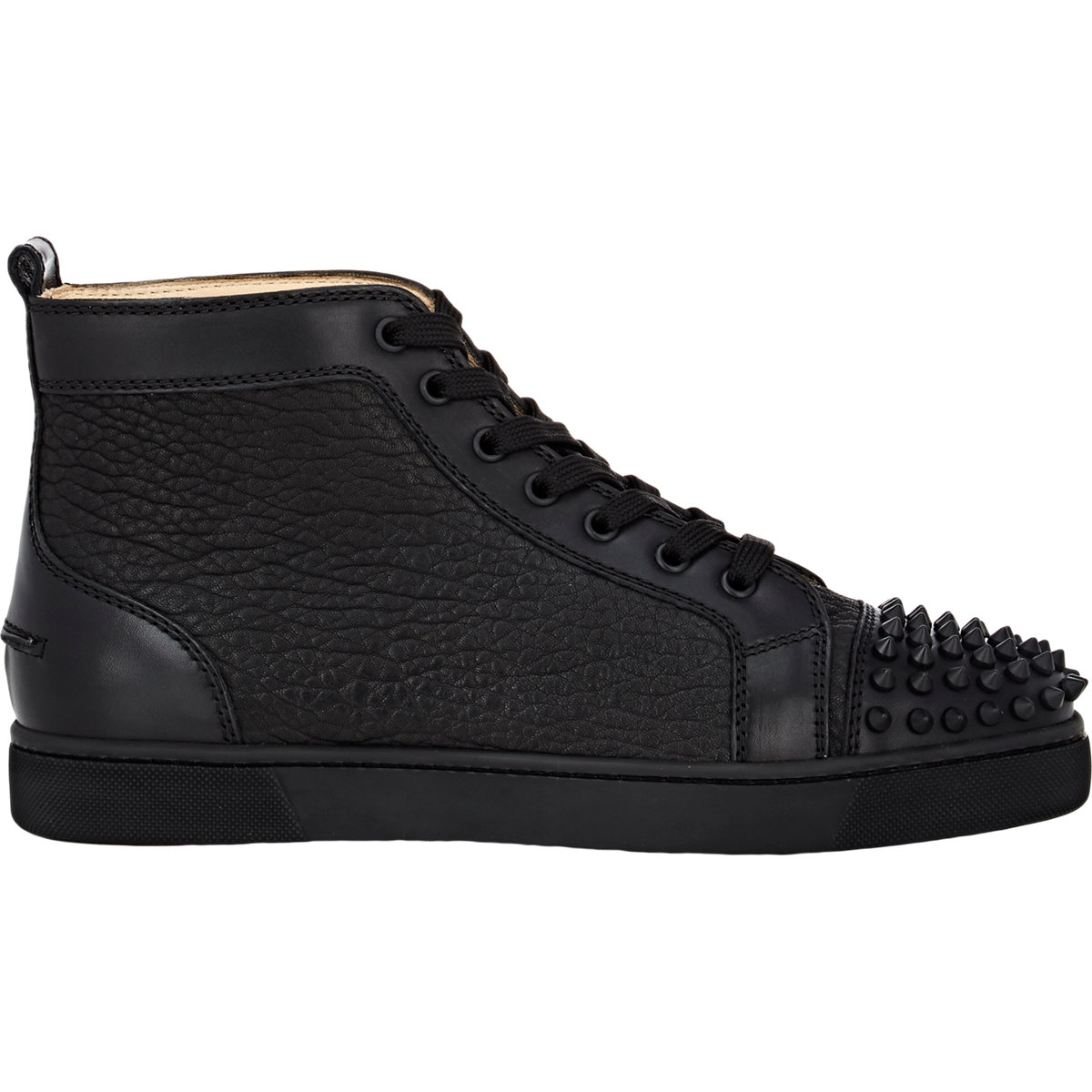 Artesur » christian louboutin Louis high-top sneakers Black suede tonal spikes