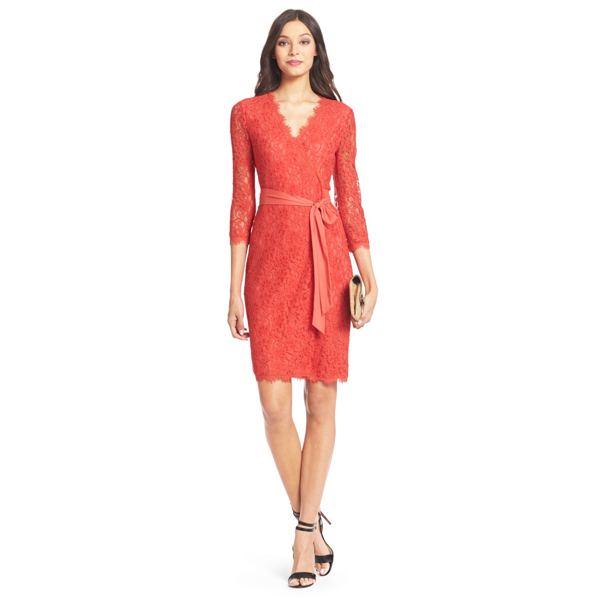Lyst Diane Von Furstenberg Dvf Julianna Lace Wrap Dress In Orange Gallery