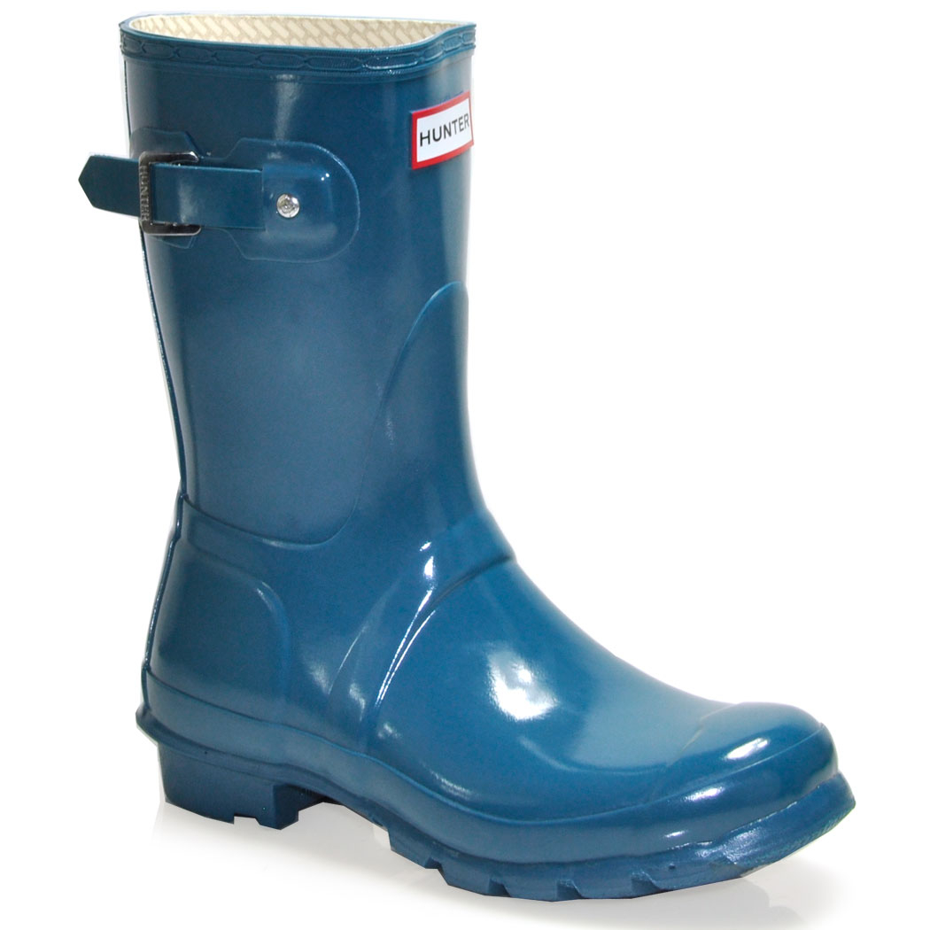Hunter Original Short Gloss - Rubber Rain Boot in Blue | Lyst