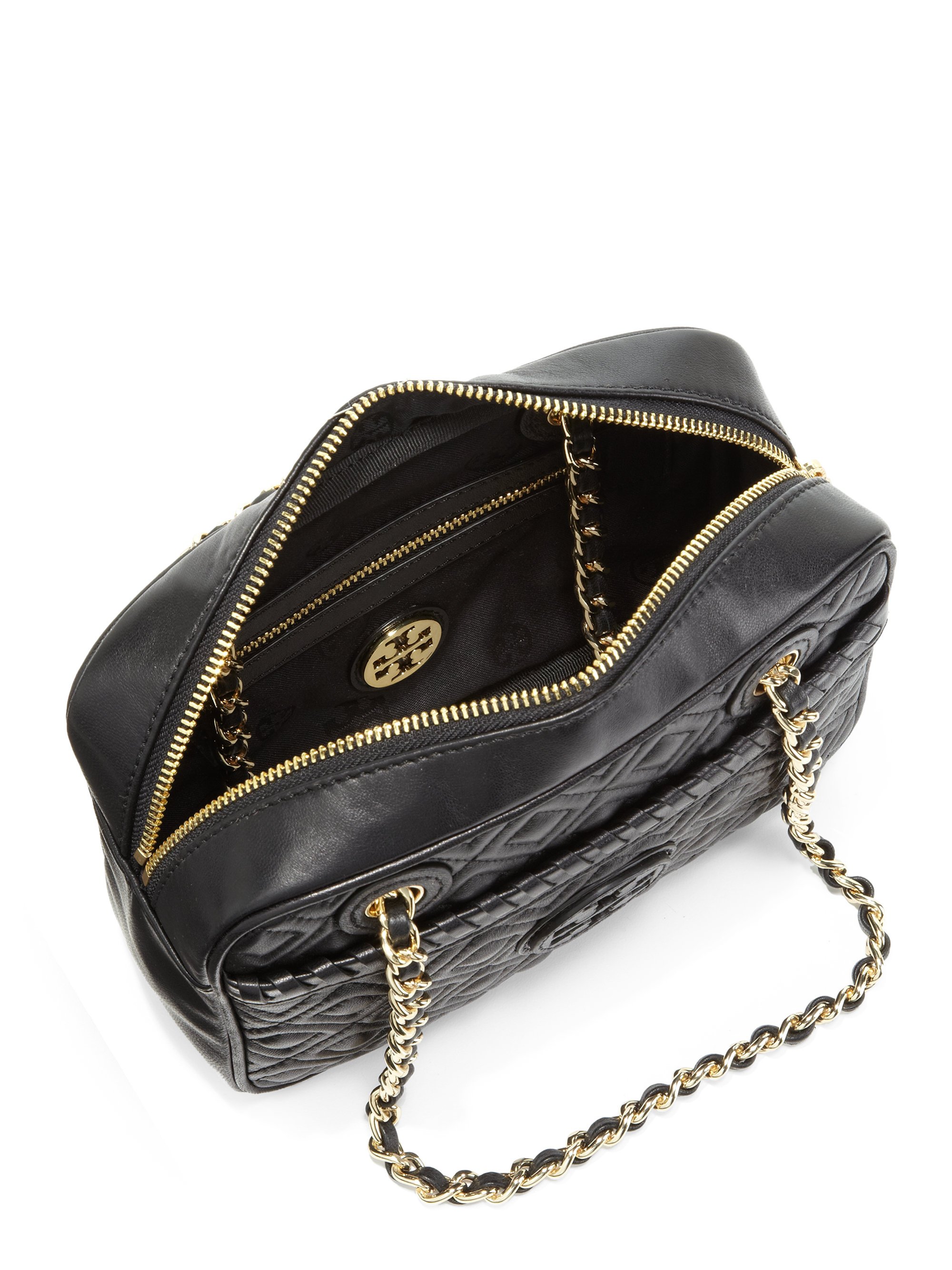 Tory Burch Marion Quilted Crossbody Bag in Black - Lyst