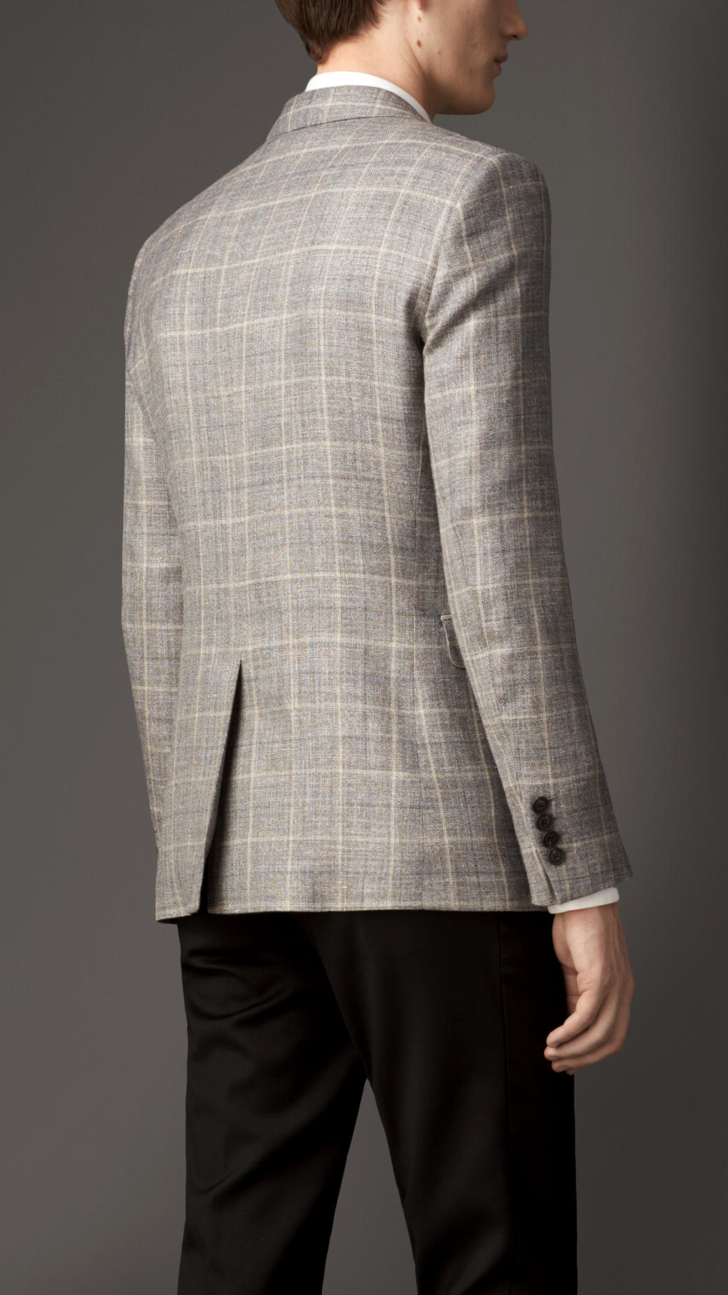 Lyst - Burberry Slim Fit Wool Silk Windowpane Check Jacket in Gray for Men