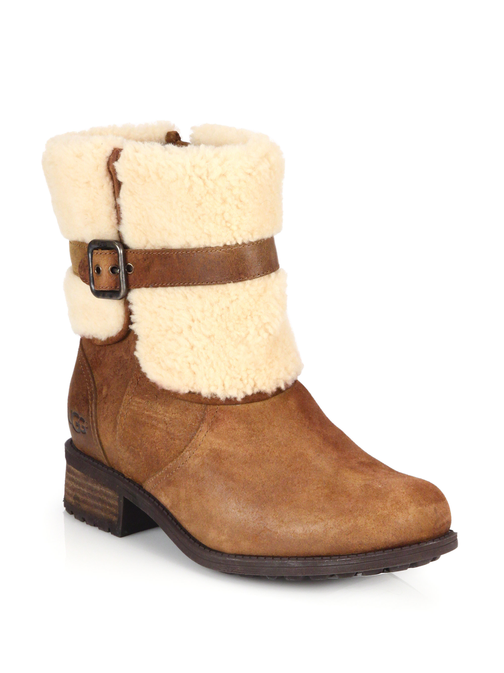 Ugg Blayre Ii Shearling Cuff Suede Boots in Brown | Lyst