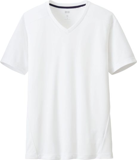 Uniqlo Men Dry Ex V Neck Short Sleeve T-Shirt in White for Men