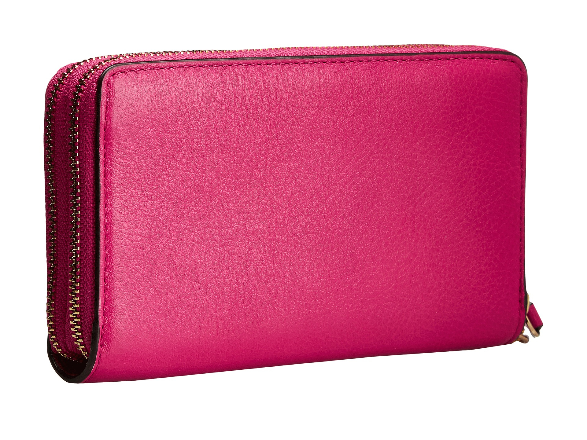 Coach Madison Leather Double Zip Phone Wristlet in Pink | Lyst