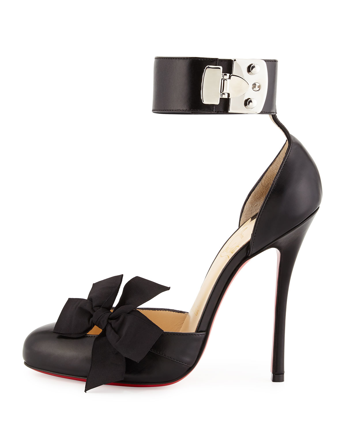 Christian louboutin Fetish Bow D\u0026#39;Orsay Leather Pumps in Black | Lyst