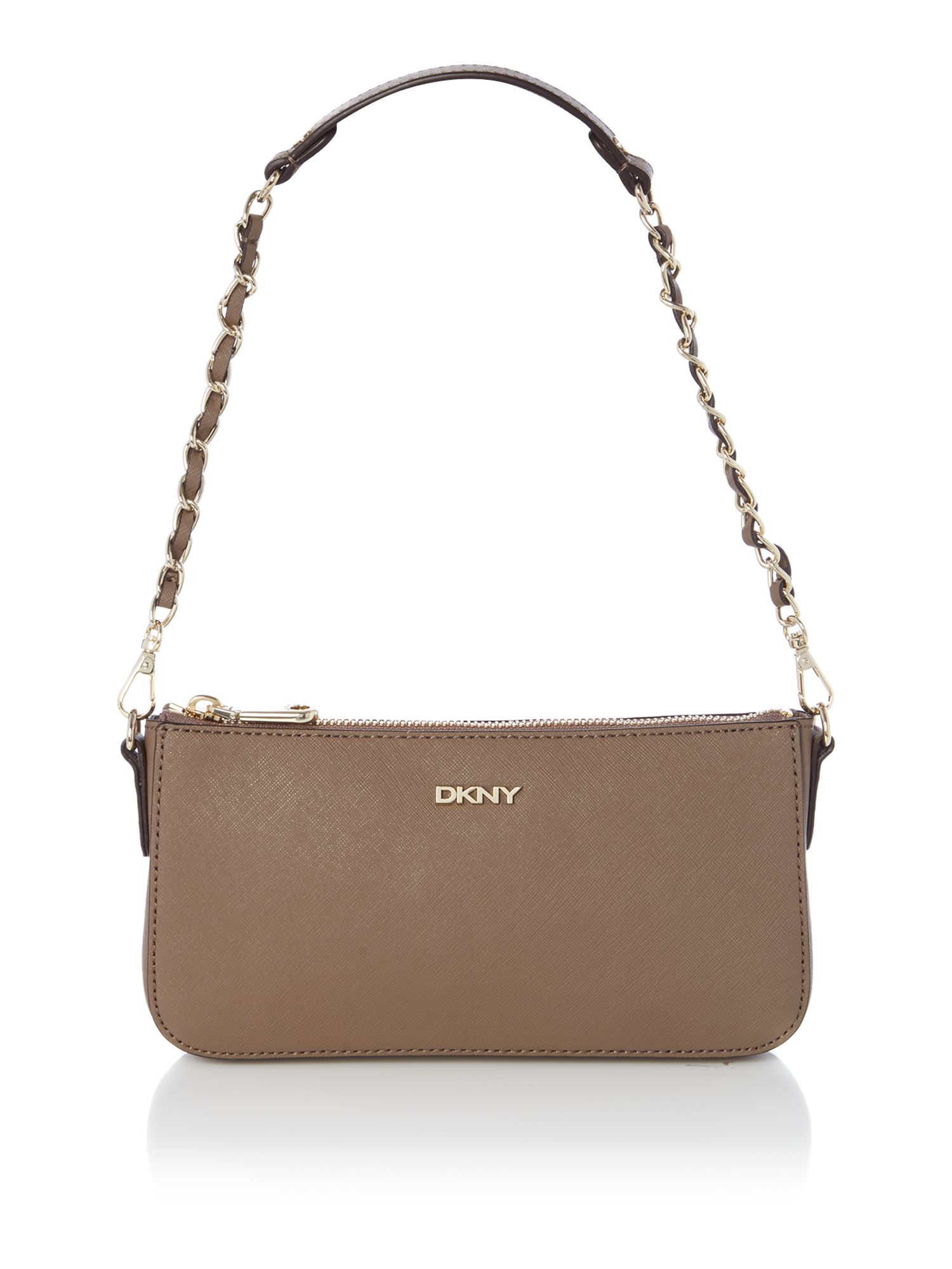 Dkny Saffiano Taupe Small Cross Body Bag in Brown | Lyst