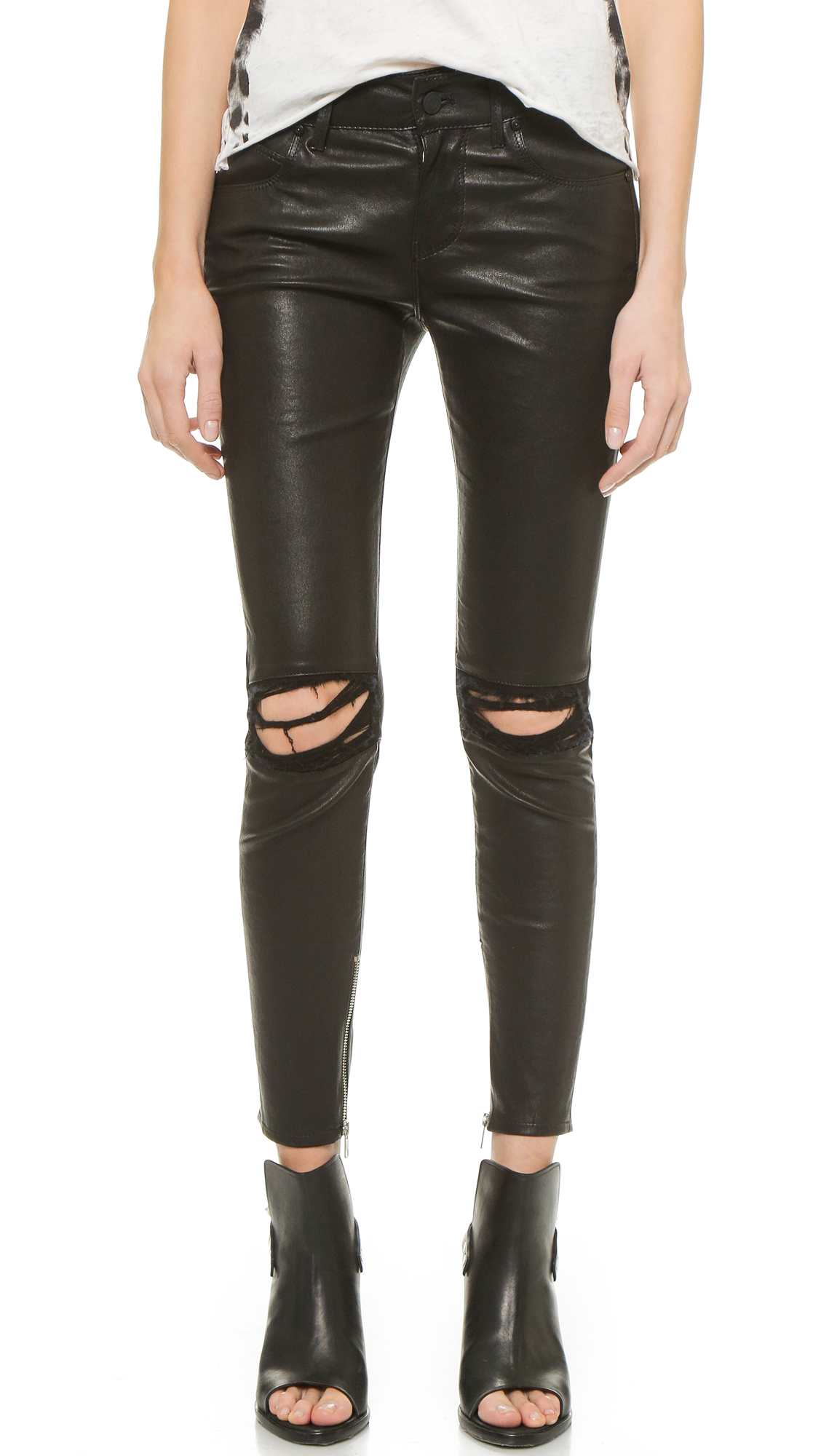 Dylan Leather Jeans in Black