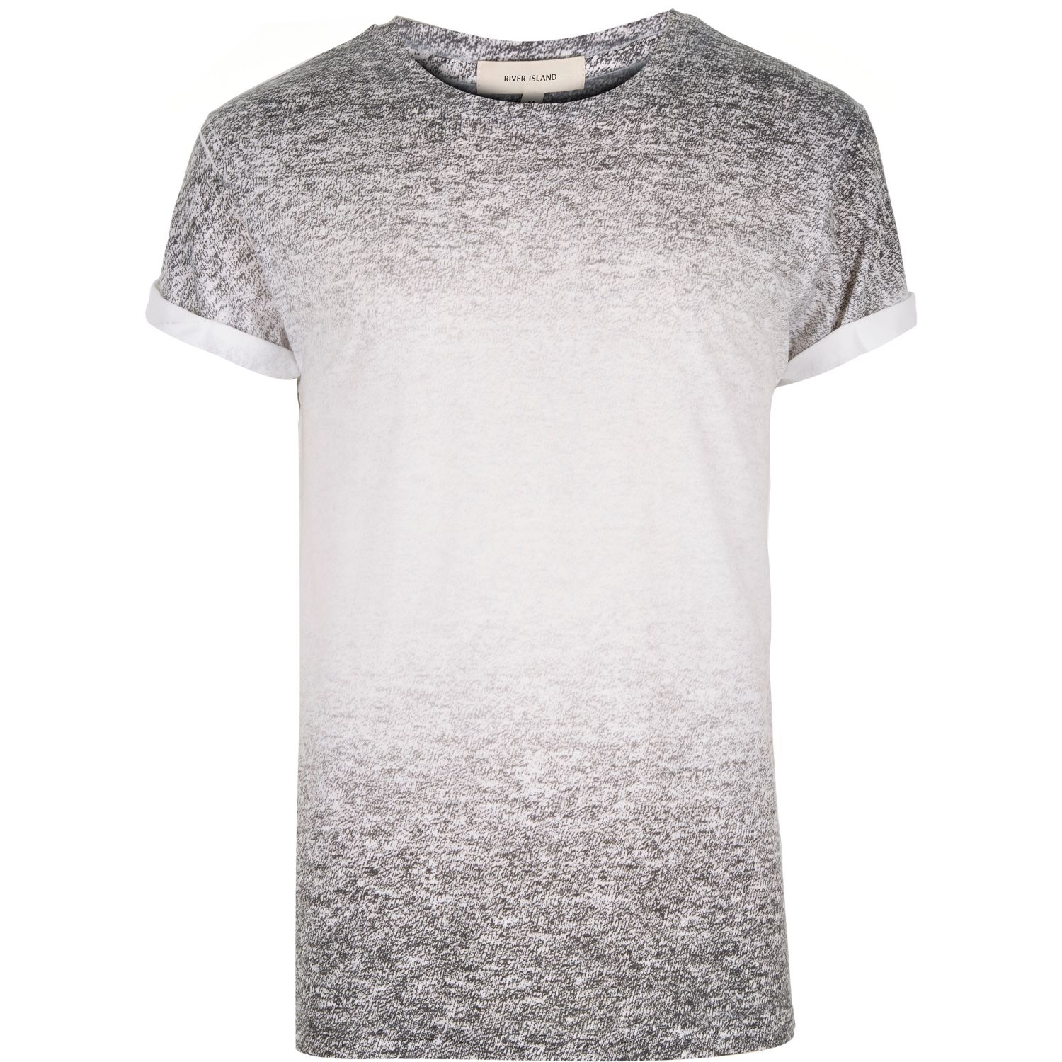 River island Grey Textured Faded T-shirt in Gray for Men | Lyst