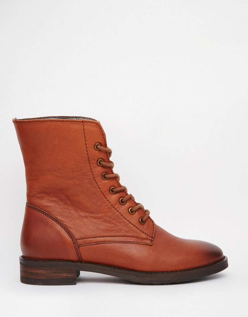 Lyst - Asos Aerodrome Leather Lace Up Ankle Boots in Brown