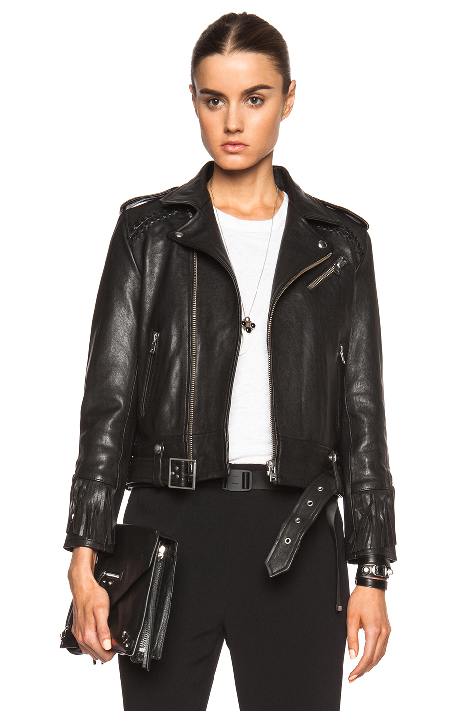 Iro Zerignola Fringe Leather Jacket in Black | Lyst