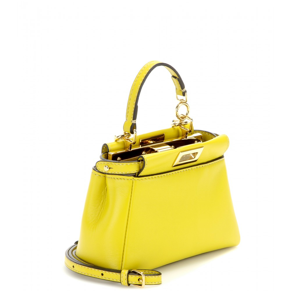 Fendi Micro Peekaboo Leather Shoulder Bag in Yellow (black) | Lyst