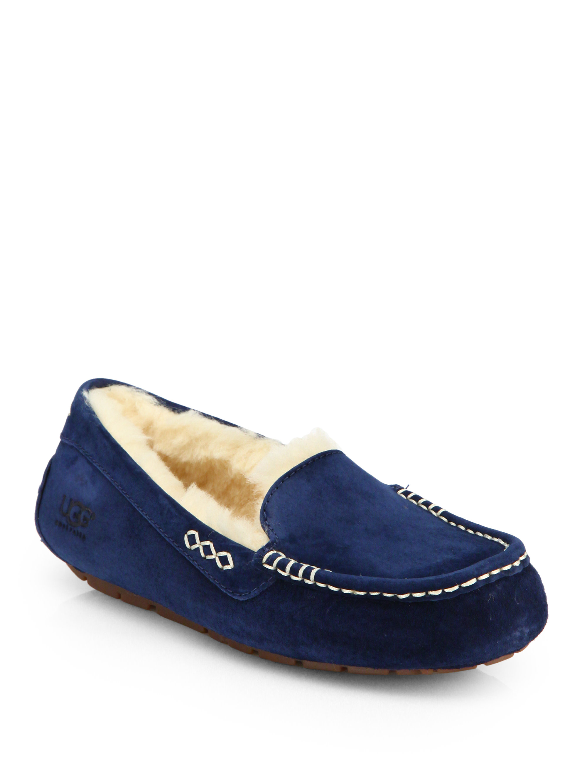 UGG Ansley Suede Shearlinglined Slippers  in Blue  Lyst