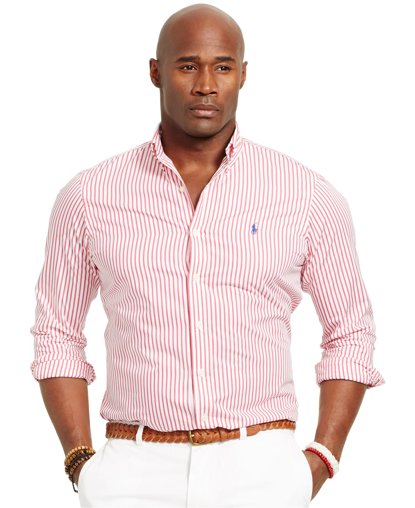 Polo Ralph Lauren Big & Tall Bengal-striped Poplin Shirt in Pink for ...