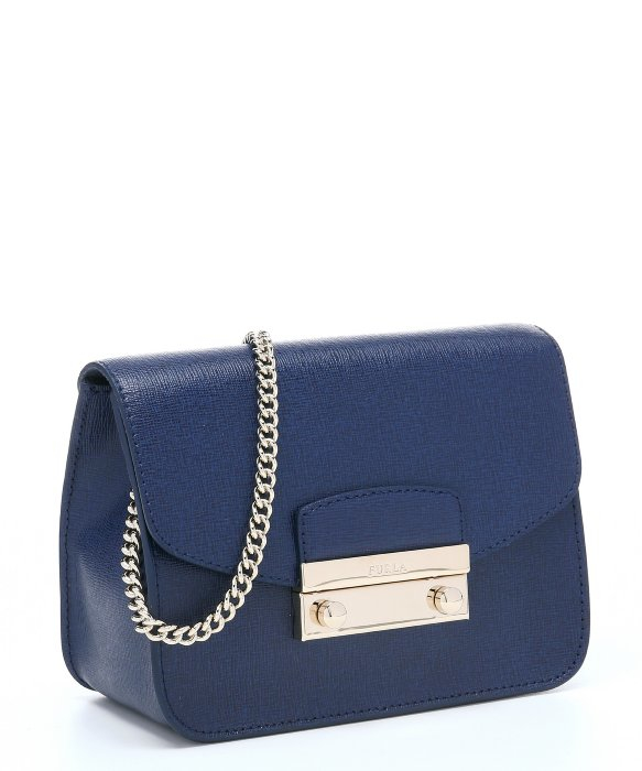 Lyst Furla Navy Leather Julia Mini Crossbody Bag In Blue