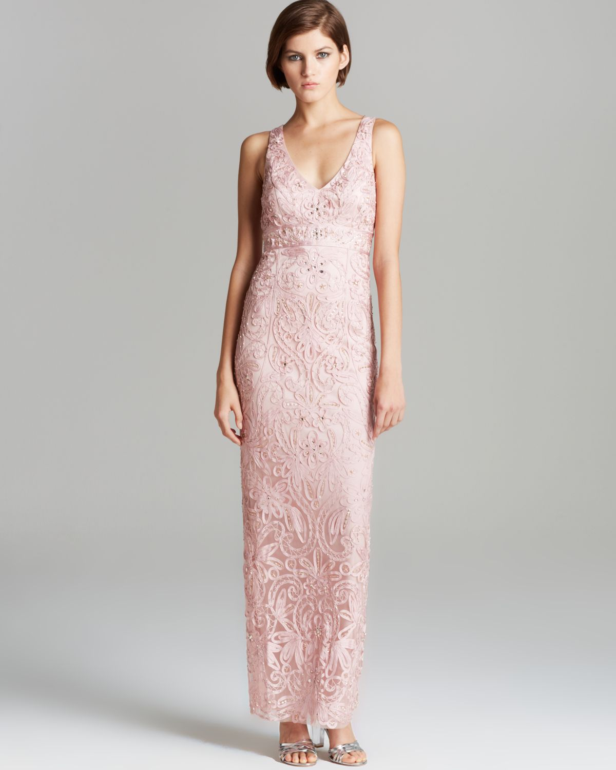Lyst - Sue Wong V Neck Gown - Sleeveless in Pink