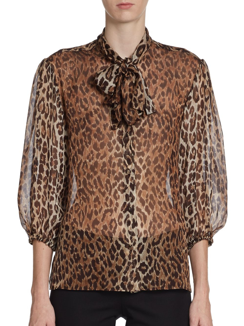 Dolce And Gabbana Leopard Print Silk Chiffon Blouse Lyst