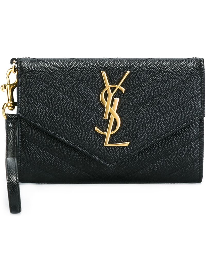 Lyst Saint Laurent 'monogram' Wallet in Black