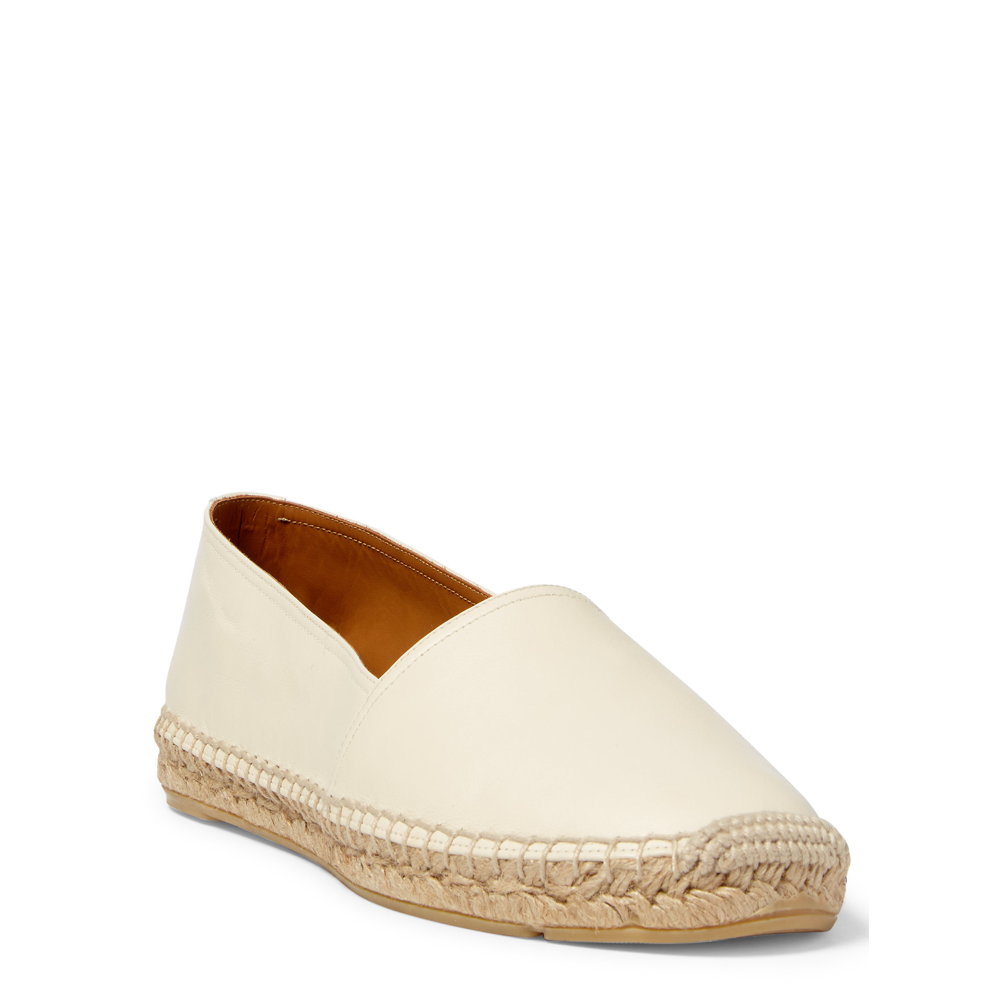 Lyst - Polo Ralph Lauren Jo Leather-raffia Espadrille in Natural